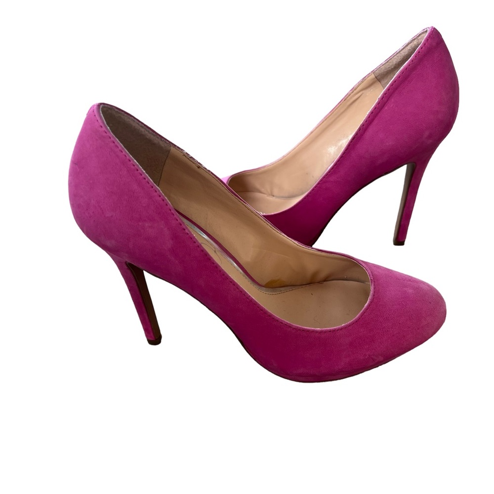 Jessica Simpson JP Sandous Heels Womens Size 8.5 B Pink Suede Leather Pumps - Picture 2 of 11